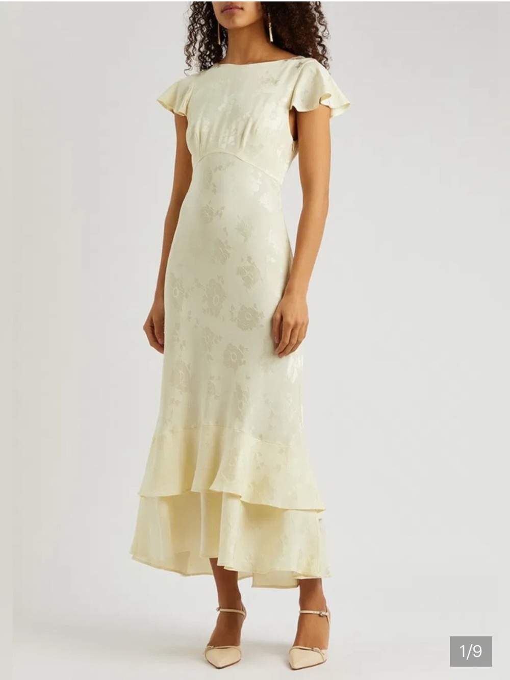 RIXO Cream Liberty Jacquard Dress